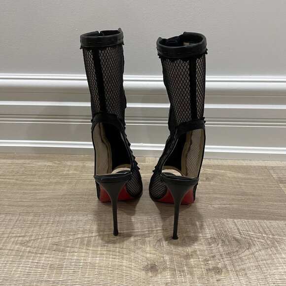 Christian Louboutin black open toe ankle cut out high heel cage bootie - Picture 5 of 8
